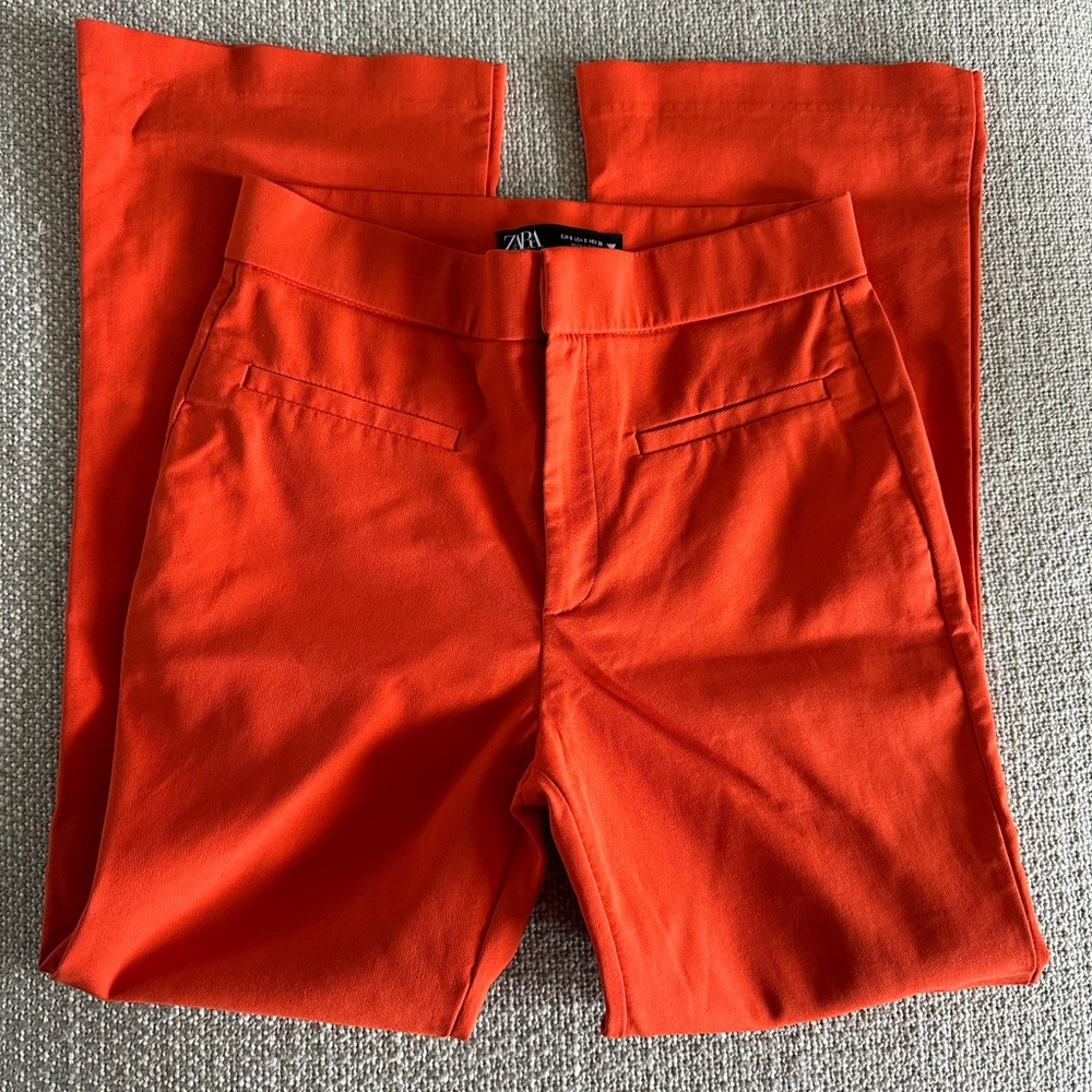 Zara Cropped Pants Women’s Size Small Orange